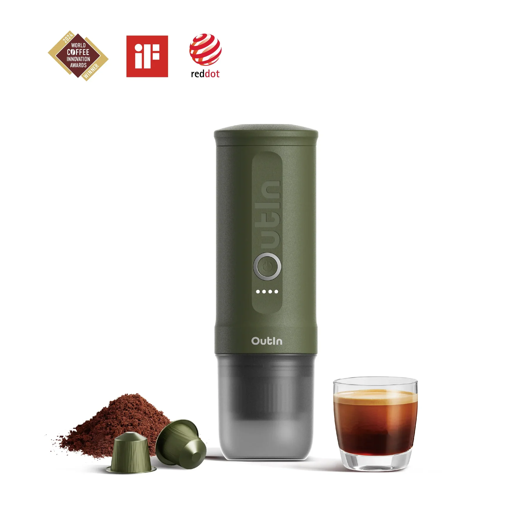 OUTIN NANO PORTABLE ELECTRIC ESPRESSO MACHINE - FOREST GREEN